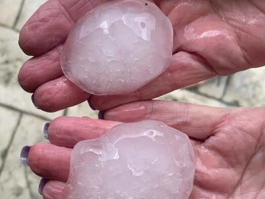 Hail fell at Beaconsfield during the storm on October 20, 2021. Picture: Jody Barr.