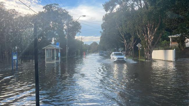 Several streets in low-lying areas around Narrabeen Lagoon have been affected by flooding.