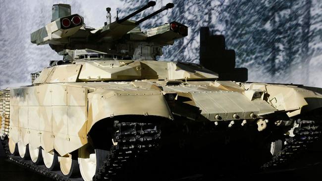 BMPT-72 fire support combat vehicle, dubbed the 'Terminator-2', is on display during the Russia Arms Expo in 2013 Picture: supplied