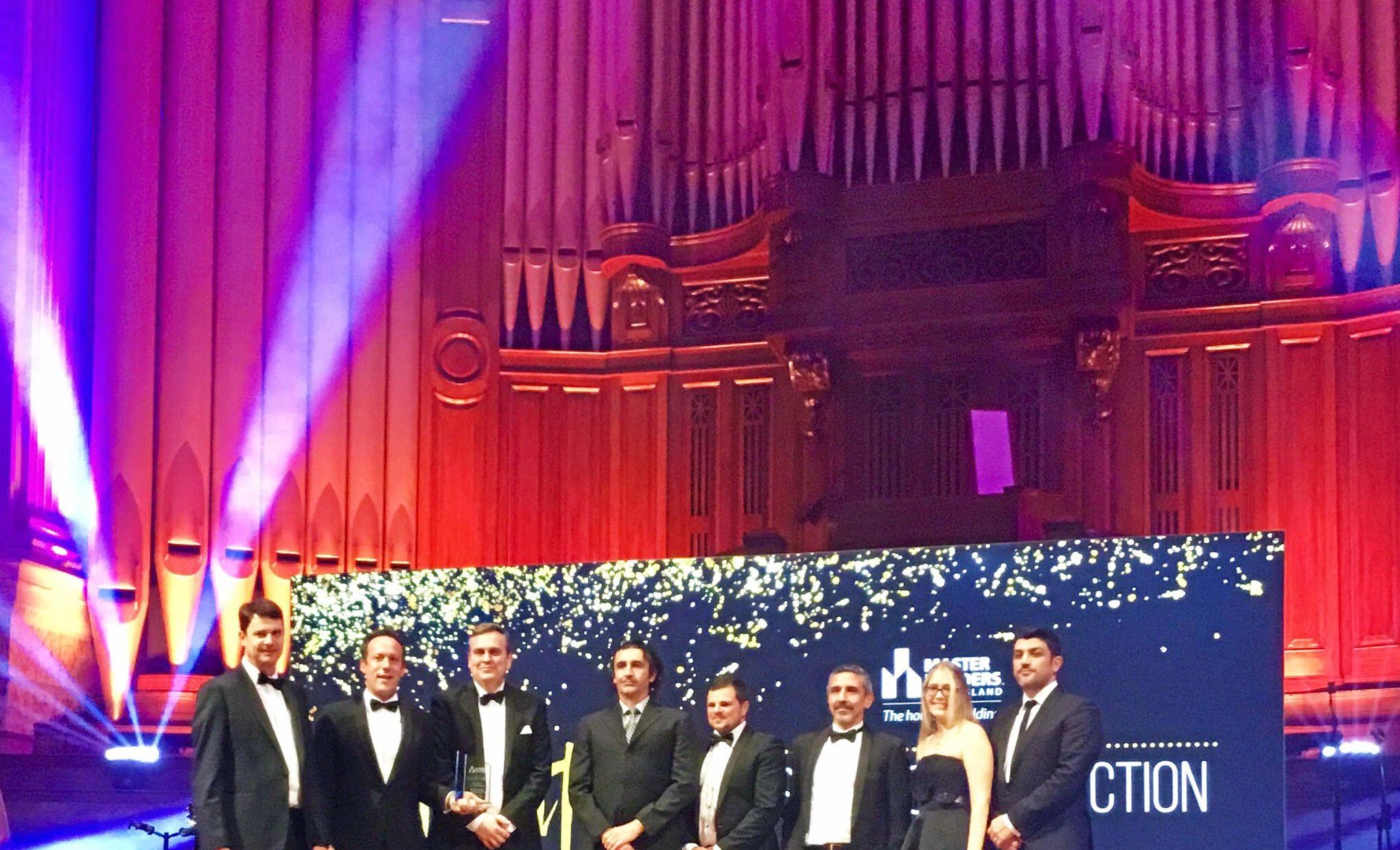 Lendlease, winners of the Project of the Year and Health Facilities over $20million, at the 2017 Master Builders Queensland Housing and Construction Awards at Brisbane City Hall. Picture: Erle Levey