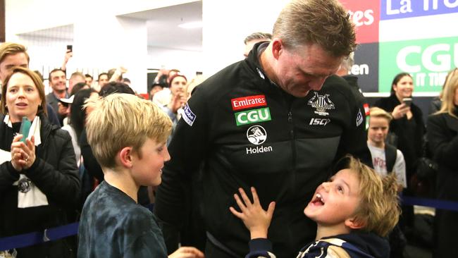 Nathan Buckley is proud dad to sons Jett and Ayce. Picture: Wayne Ludbey