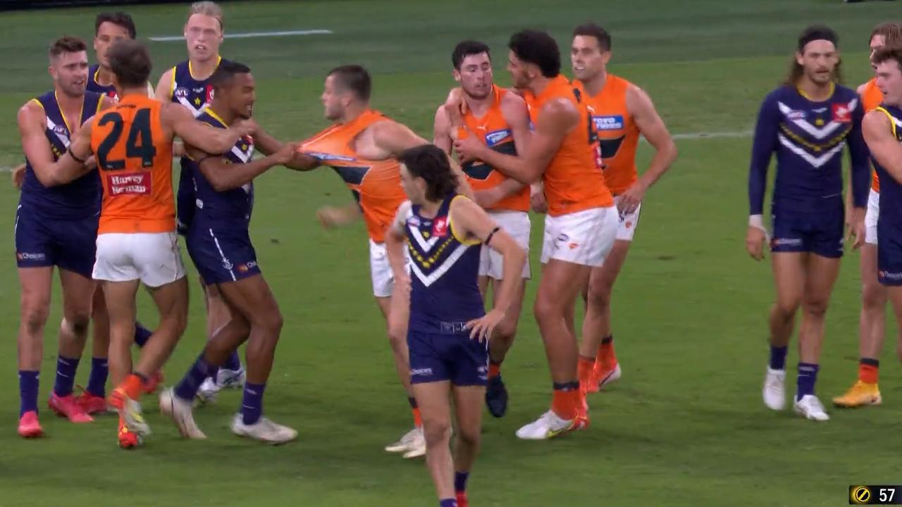 Tempers have flared at Optus Stadium.
