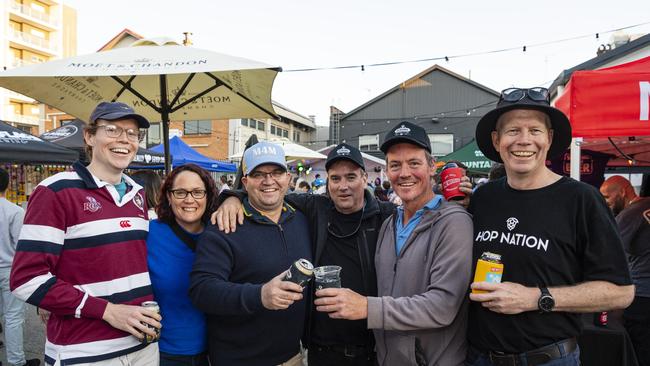 At Brewoomba are (from left) Chris Hopgood, Belinda Doyle, Dominic Doyle, Richard Harrison, Clayton Macdonald and Jason Hopgood hosted by Fitzy's, Saturday, August 17, 2024. Picture: Kevin Farmer