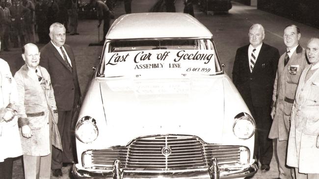 The last Zephyr rolls off the assembly line at Ford’s Geelong factory in 1959. Picture: New Holland Publishers