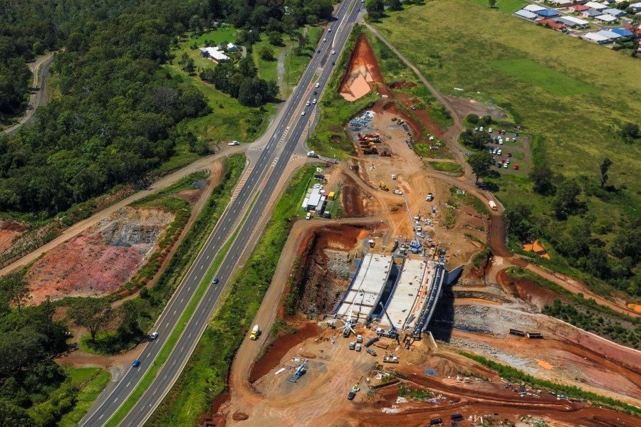 Construction of the New England Highway arch bridges at Mount Kynoch is progressing well and nearing completion. Picture: Above Photography PTY LTD