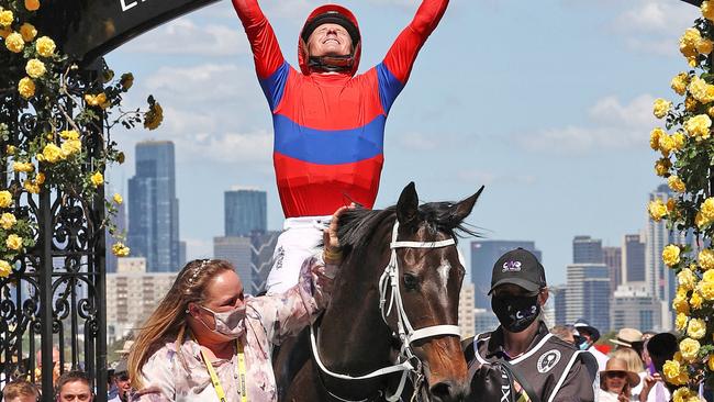 James McDonald and Verry Elleegant pulled off a stunning Melbourne Cup win. Picture: Michael Klein