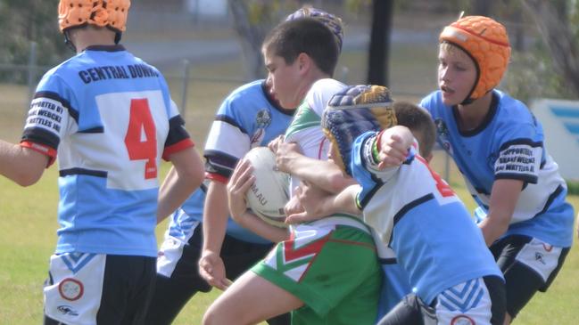 Prop Caden Frame in possession for Wynnum against Central Downs  on Thursday.