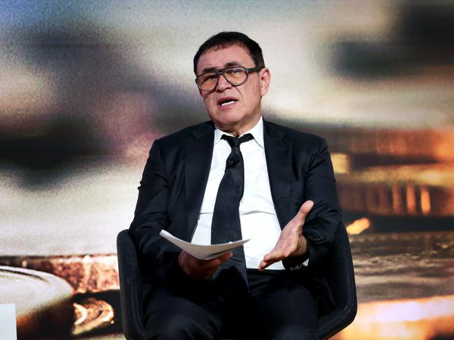 Nouriel Roubini, Professor Emeritus, Stern School of Business, New York University; CEO Roubini Macro Associates - known as "Dr Doom" for predicting the 2007-08 crash speaking at the UBS Australasia Conference. Jane Dempster/The Australian.