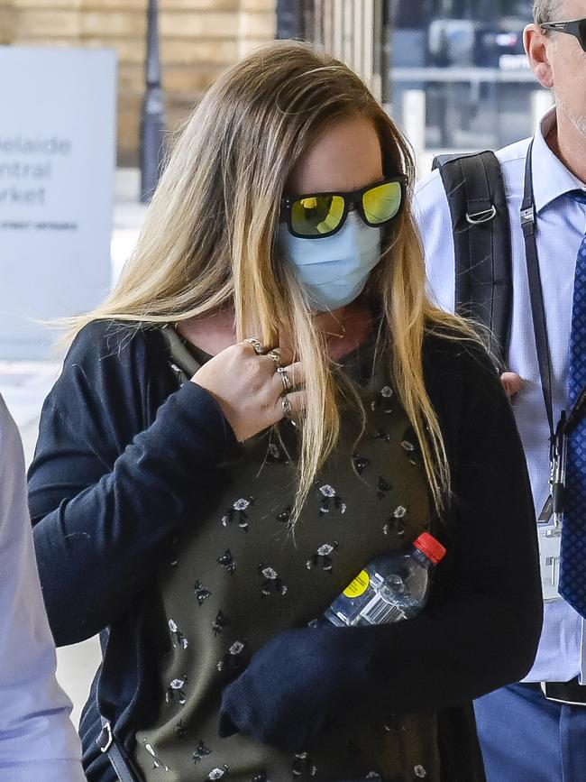 Rebecca Denton outside the District Court after giving evidence. Picture: Roy VanDerVegt