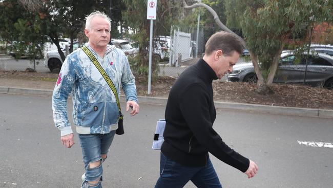 Jockey Danny Nikolic (right) and lawyer Pat Lennon (left). Picture: David Crosling