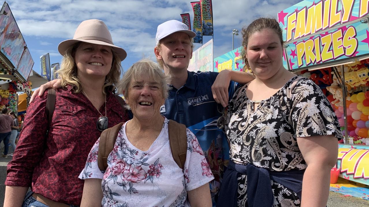 (From left to right) Sandie McPaul, Shirlene Jorgensen, Caine Bamberry and Rachael Craig walk through the Mackay Show on Thursday, June 16. Picture: Duncan Evans