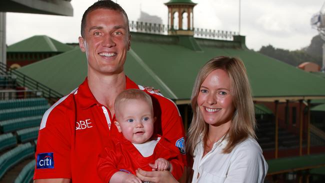 Ted Richards with his wife Ella and son Beau. Picture: Cameron Richardson.