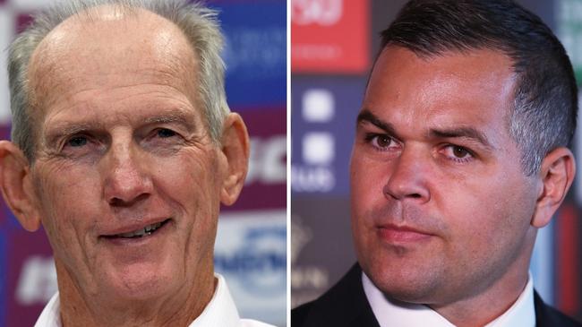 Wayne Bennett and Anthony Seibold. Photo: Courier Mail