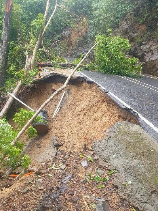 Damage to the Kuranda Range Rd in December 2023. Picture: Supplied