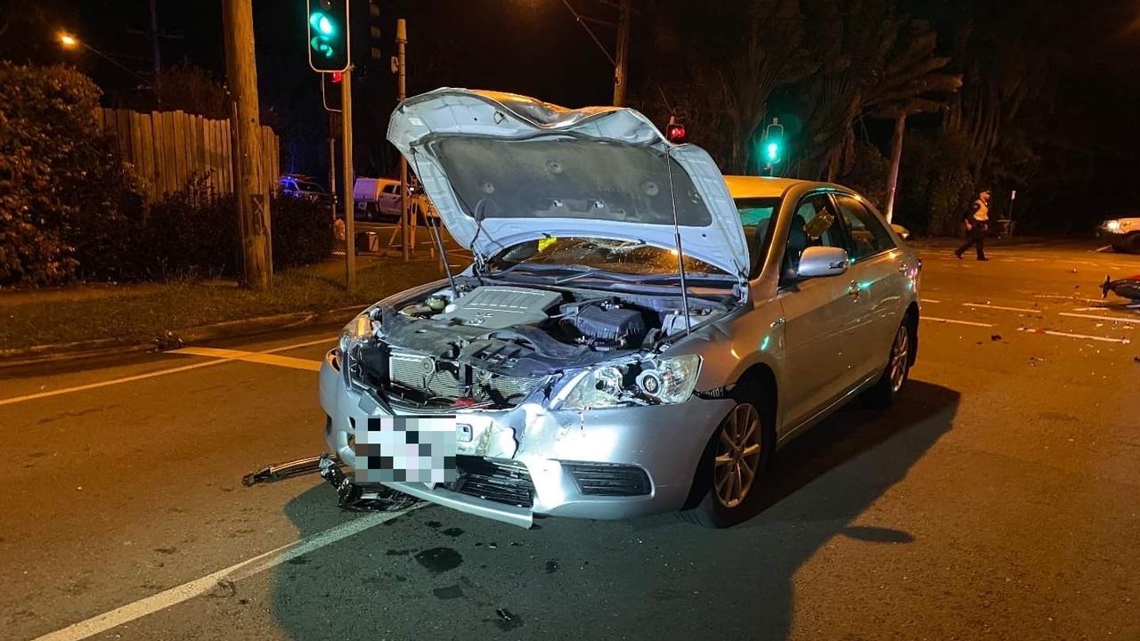 The scene of a serious motorbike and car crash in Coolum Beach on September 11, 2022.