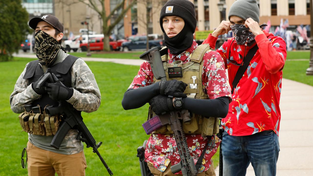 Armed protesters at the American Patriot Rally. Picture: AFP