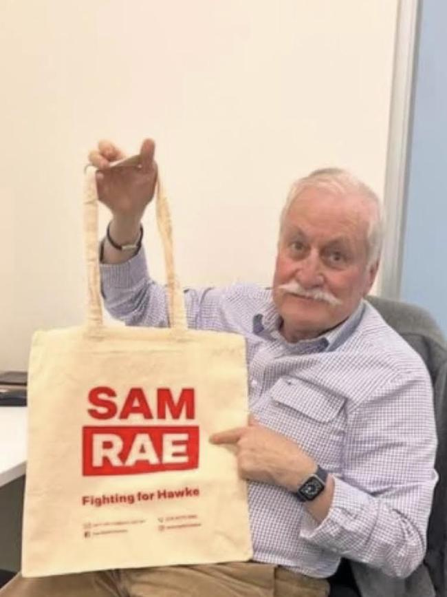 Hakki Suleyman with a Sam Rae tote bag.