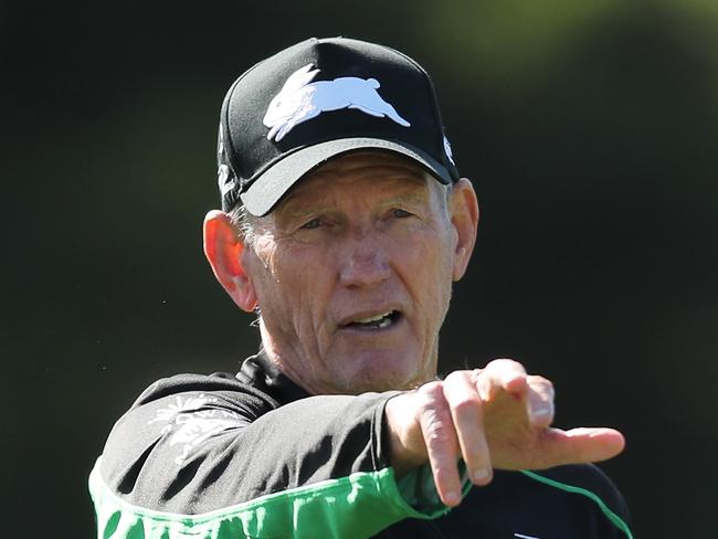 SYDNEY, AUSTRALIA - MARCH 15: Rabbitohs head coach Wayne Bennett looks on during a South Sydney Rabbitohs NRL training session at Redfern Oval on March 15, 2021 in Sydney, Australia. (Photo by Matt King/Getty Images)