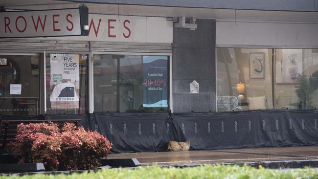 Businesses in Russell St sandbag in preparation for rising creek levels as the aftermath of TC Alfred impacts Toowoomba, Sunday, March 9, 2025. Picture: Kevin Farmer