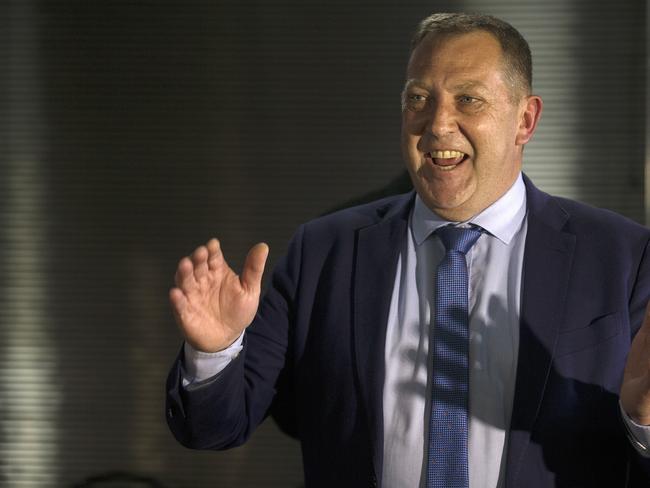 Gavin Pearce. Braddon Liberal candidate celebrates his win at Burnie. PICTURE CHRIS KIDD