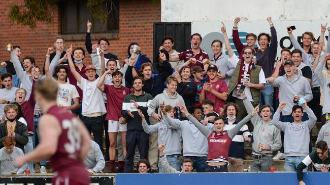 Old Reds fans were celebrating in full voice during the big grand final victory. Picture: Brenton Edwards