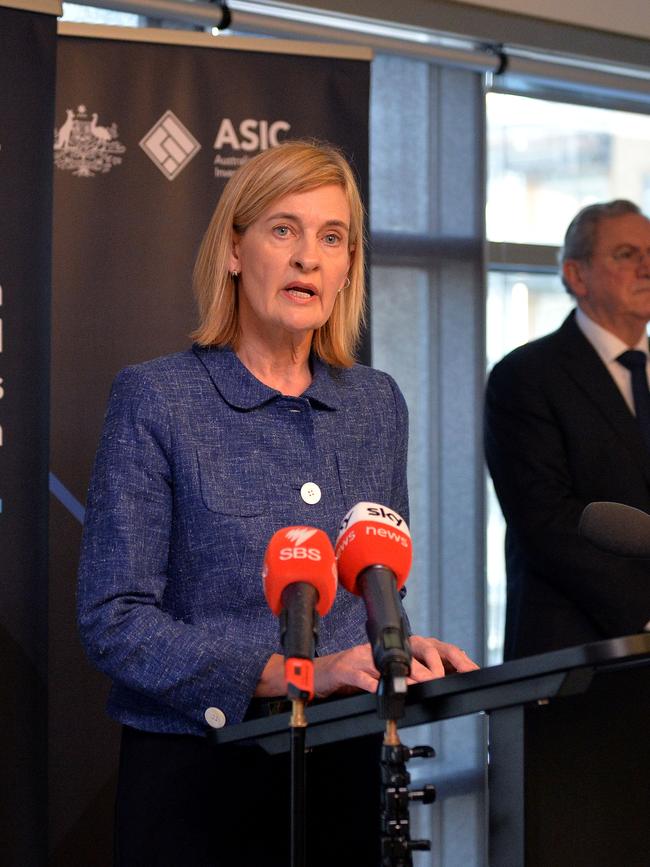 ASIC secured a win in its first greenwashing court case. Sarah Court (ASIC Deputy Chair) and Joe Longo (ASIC Chair) pictured. Picture: NewsWire / Josie Hayden