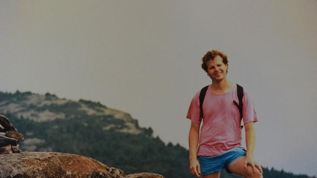 Scott Johnson climbing Mount Monadnock in New Hampshire just before his death in 1988. Johnson was found dead at the bottom of a cliff in Manly on Sydney's Northern Beaches in December 1988.