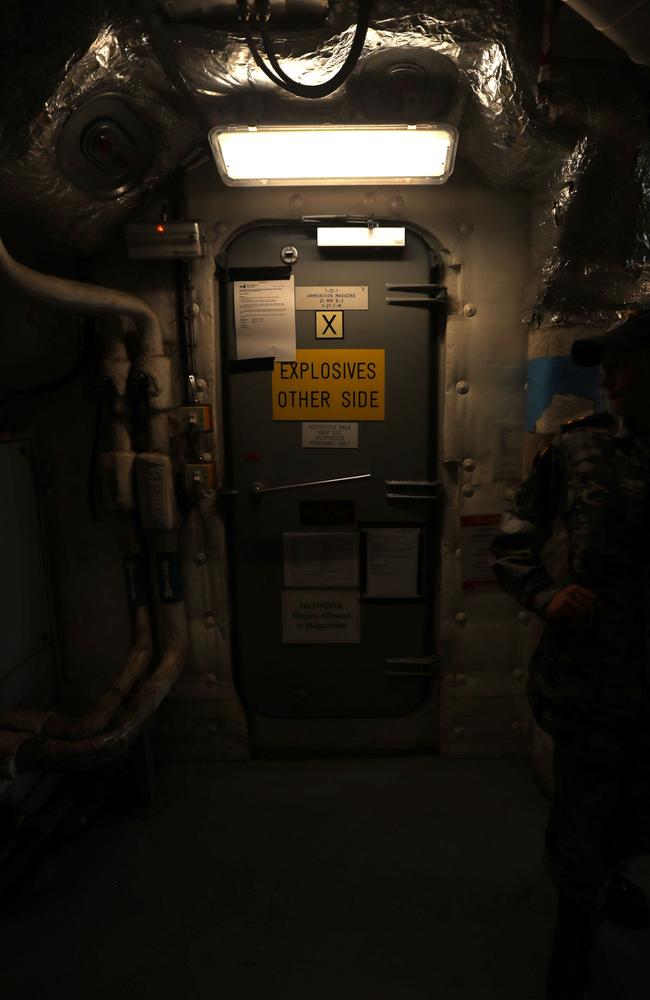 Inside the HMAS Adelaide ahead of Exercise Keris Woomera, the first bilateral amphibious activity exercise between the Australian Defence Force and Indonesian National Armed Forces. Picture: Zizi Averill