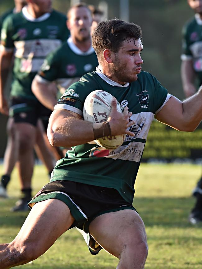 Maroochydore Swans centre Jake Ainsworth looks for space.