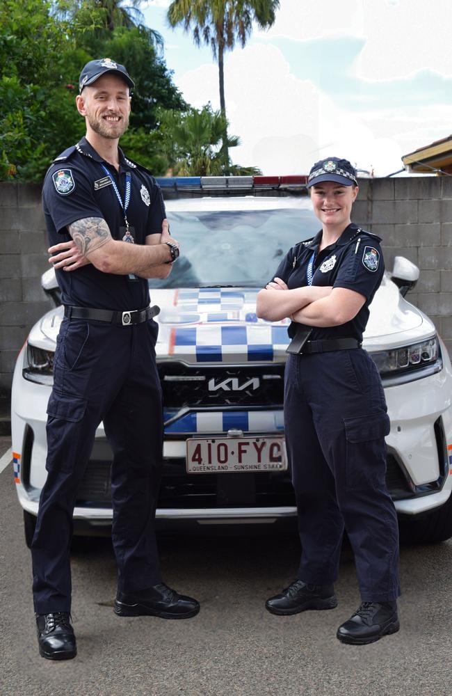 First year Constables Mitch Knowles and Danica Smith are ready to hit the beat in Townsville. Picture: Natasha Emeck