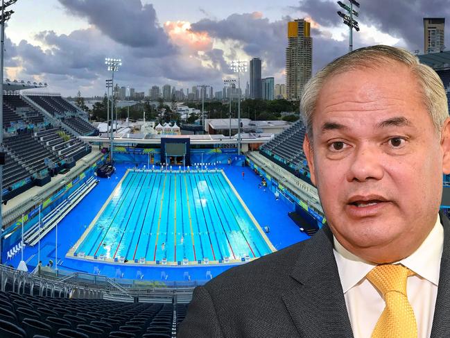 A general view of the Aquatic Centre during a Gold Coast Commonwealth Games swim training session at Southport on the Gold Coast, Saturday, March 31, 2018. (AAP Image/Dave Hunt) NO ARCHIVING