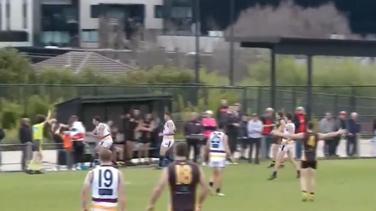 Footage of the incident that left ex-AFL player Eli Templeton severely injured. Supplied.