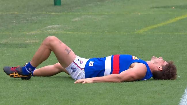 Tom Liberatore after injuring his knee against GWS.