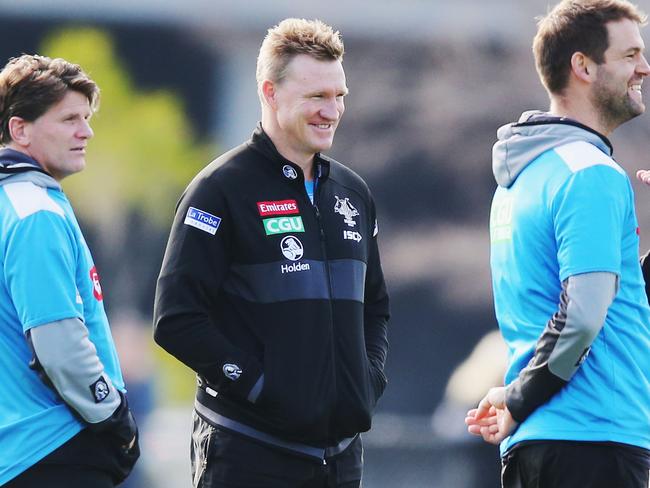 Nathan Buckley at training this week.