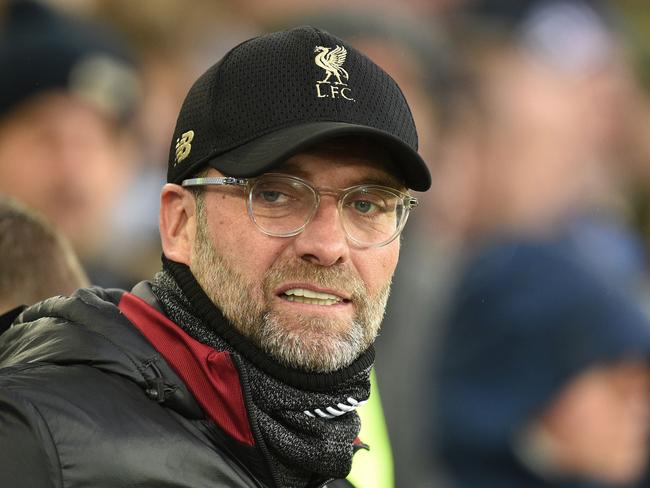 Liverpool's German manager Jurgen Klopp looks on before the English Premier League football match between Everton and Liverpool at Goodison Park in Liverpool, north west England on March 3, 2019. (Photo by Oli SCARFF / AFP) / RESTRICTED TO EDITORIAL USE. No use with unauthorized audio, video, data, fixture lists, club/league logos or 'live' services. Online in-match use limited to 120 images. An additional 40 images may be used in extra time. No video emulation. Social media in-match use limited to 120 images. An additional 40 images may be used in extra time. No use in betting publications, games or single club/league/player publications. /