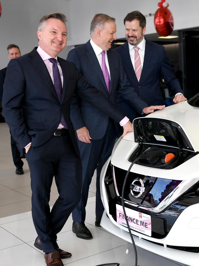 Chris Bowen admitted he drives a petrol guzzling car despite spruiking electric versions. Picture: NCA NewsWire/Jeremy Piper