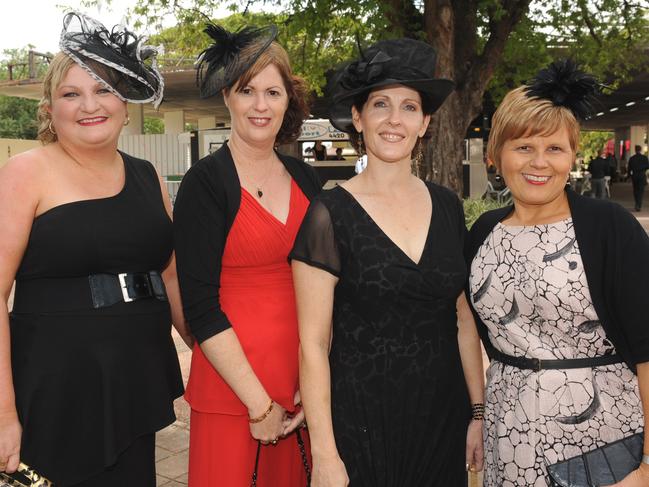 EYE Megan Lindsay, Debbie Fisher, Michele (correct) Navarro and Angie Weisser at the 2011 Townsville Ladies Day races held at the Cluden Race Track