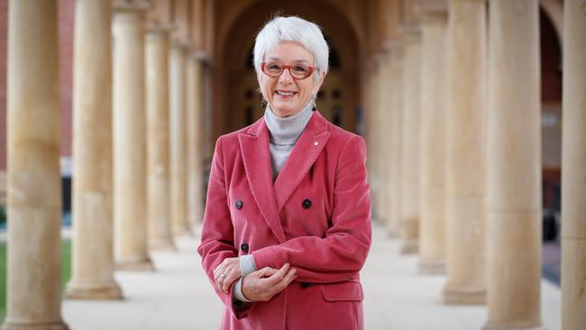 Catherine Branson AC QC, the 17th Chancellor of the University of Adelaide pictured on her campus. Picture: Matt Turner