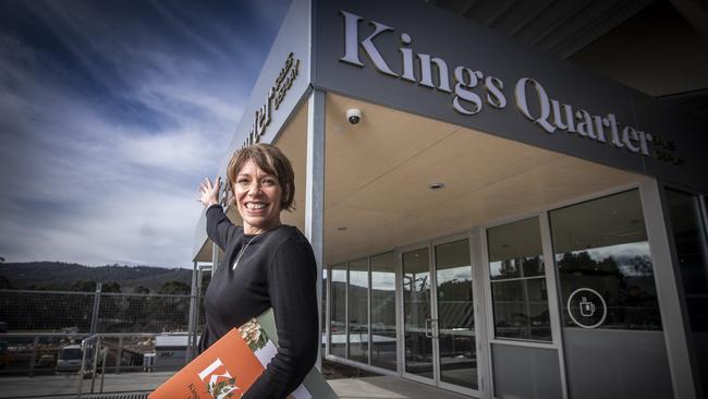 Traders in Purple Development Director Jen Cooper at the sales display of Kings Quarter at Kingston. Picture: LUKE BOWDEN