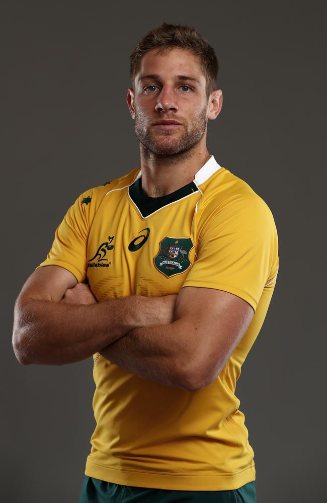 Kyle Godwin of the Wallabies poses during a portrait session on the Sunshine Coast.