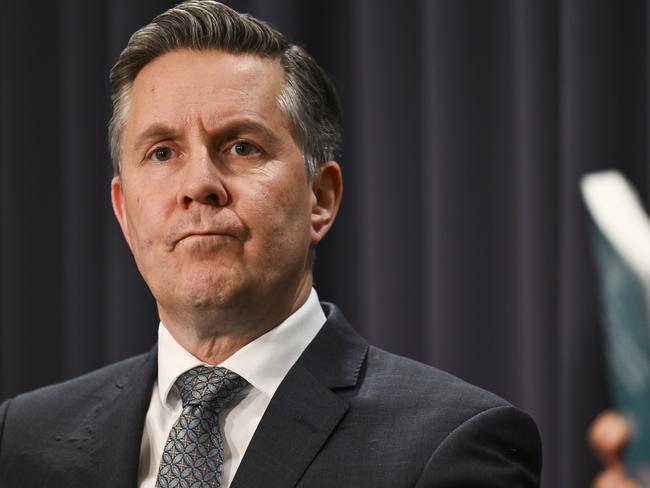 CANBERRA, Australia - NewsWire Photos - October 29, 2024: Minister for Health and Aged Care Mark Butler holds a press conference on the results of the Covid inquiry with Federal Treasurer Jim Chalmers at Parliament House in Canberra. Picture: NewsWire / Martin Ollman