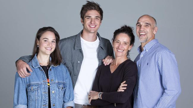 Jacob Elordi with sister Isabella and his parents Melissa and John. Pic: AAP Image/Renae Droop