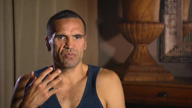 JMo chats with Anthony Mundine after his exit from the jungle