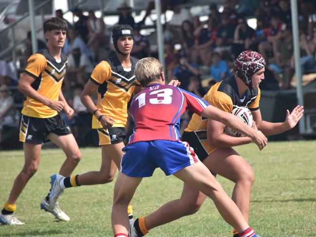 Capricornia versus Darling Downs, 14-15 years boys, at the Queensland School Sport rugby league state championships at Marley Brown Oval, Gladstone, on May 17, 2025.
