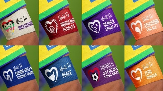 The approved armbands for the FIFA Women's World Cup 2023. Image supplied by FIFA