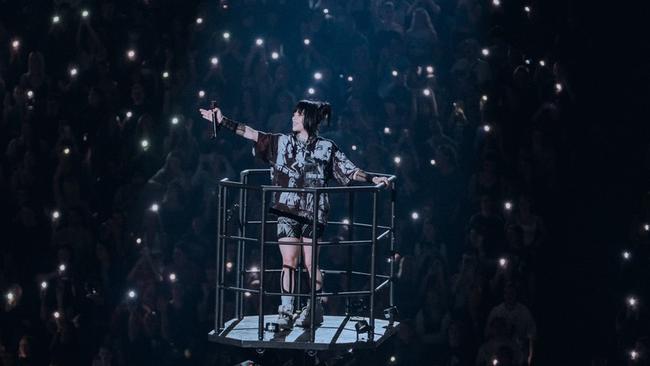 Billie Eilish on stage in Melbourne. Picture: Matty Vogel