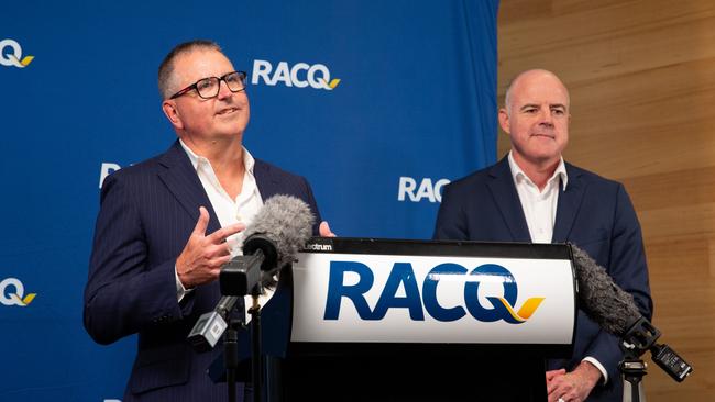 IAG managing director and chief executive Nick Hawkins and RACQ managing director and group chief executive David Carter. Photo: RACQ