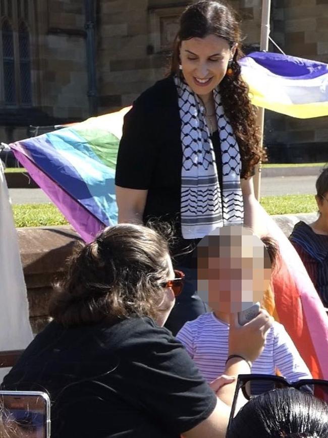 Macquarie Uni academic Randa Abdel-Fattah attended the USyd encampment.