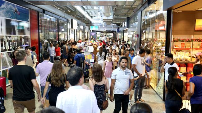 Shoppers who were at the Airport DFO between 4-4.30pm yesterday have been asked to isoloate after a woman tested positive for Covid. Picture: Steve Pohlner