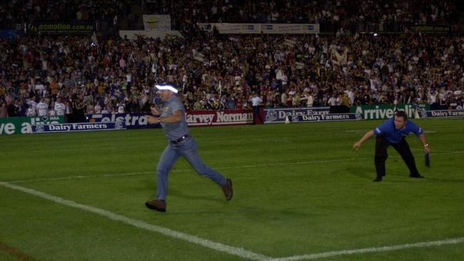 A pitch invader. Picture: Stewart Mclean